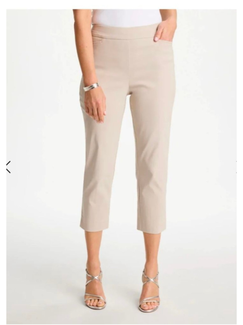 Chico's Women's Brigitte Slim Pull-On Tan Crop Pants. Size.5